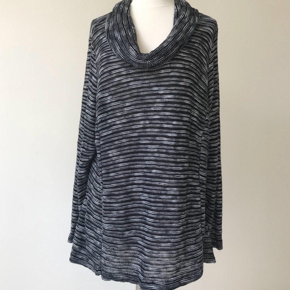 Dress Barn Striped Knit Cowl Neck Sweater